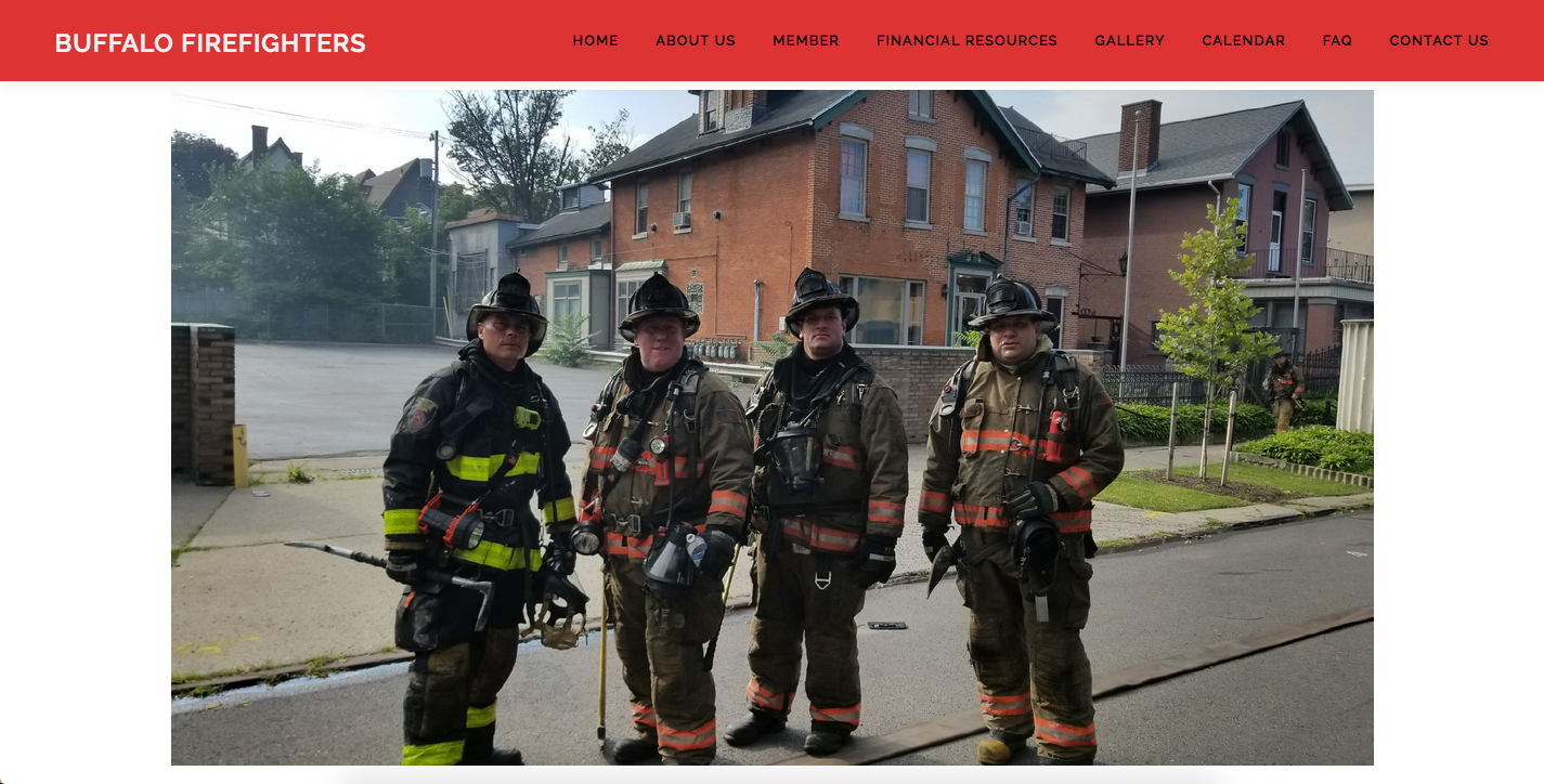 screenshot of Buffalo Firefighters website